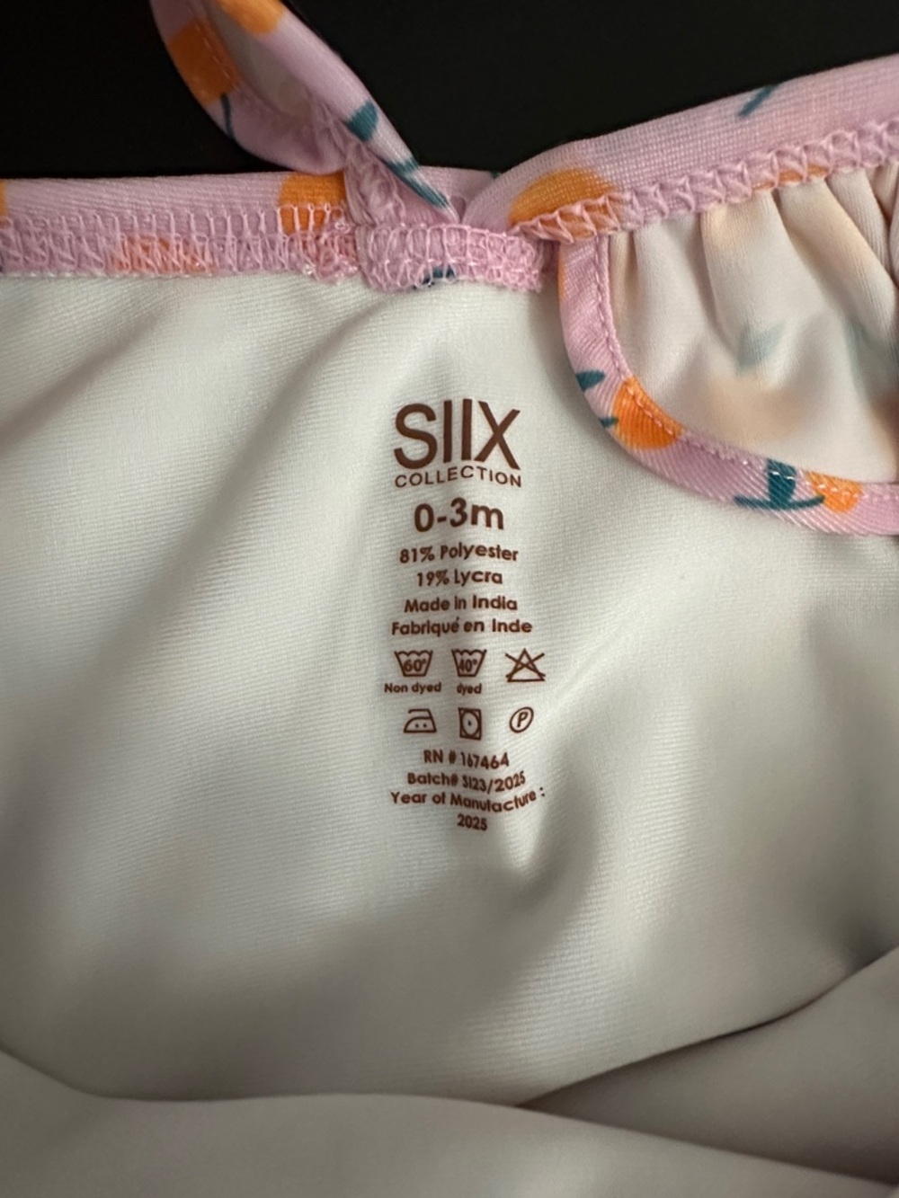 SIIX Collection Peach Print Ruffled Baby One-Piece - Picture 3 of 3